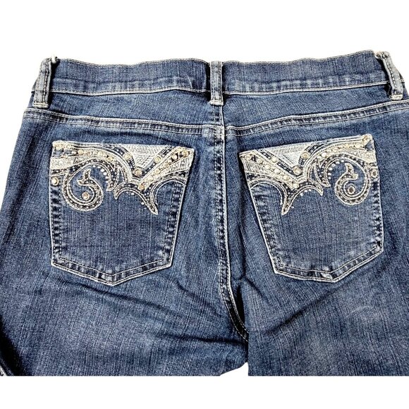 White House Black Market Womens Crop Jeans Back Bling Pockets size 2  JH1193 - Picture 3 of 4